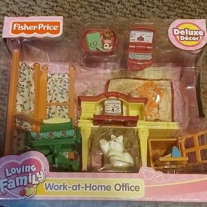 Fisher-Price Loving Family Work-at-Home Office Set - Yellow and Green